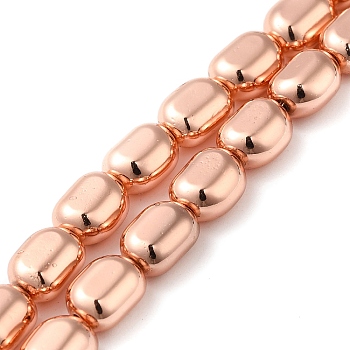 Electroplated Synthetic Non-magnetic Hematite Beads Strands, Oval, Rose Gold Plated, 9.5x8x6mm, Hole: 0.9mm, about 42pcs/strand, 16.14''(41cm)