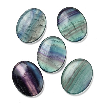 Oval Natural Fluorite Worry Stone, Anxiety Healing Thumb Stone, 45x35x8~8.5mm