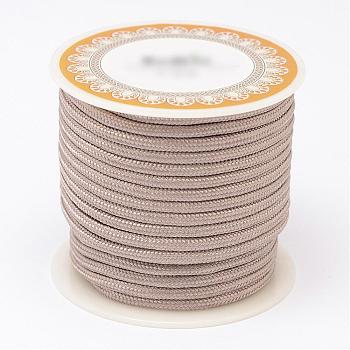 Braided Polyester Cords, Round, Tan, 3mm, about 8.74 yards(8m)/roll