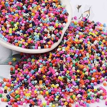 Baking Paint Glass Seed Beads, Cylinder, Colorful, 2x1.5mm, Hole: 1mm, about 5599pcs/50g