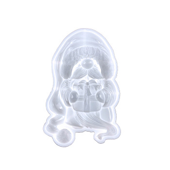 Christmas Santa Claus DIY Statue Silicone Molds, Portrait Sculpture Resin Casting Molds, for UV Resin, Epoxy Resin Craft Making, White, 158x108x22mm