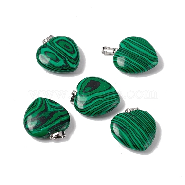 Platinum Heart Malachite Pendants