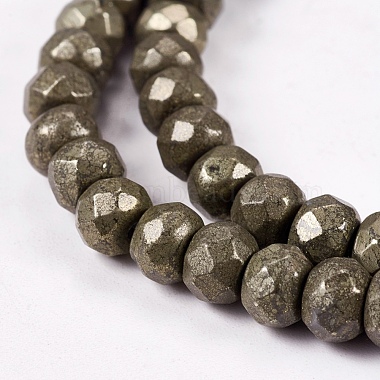 Natürliche Pyrit Perlen Stränge(G-L051-6x4mm-01)-2