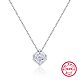 Rhodium Plated 925 Sterling Silver Cube Pendant Necklaces with Cubic Zirconia(LS6808-2)-1