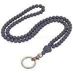 Rose Silicone ID Card Neck Strap Card Holder, Badge Holder Lanyard, with Alloy Clasps, Light Grey, 470mm(NJEW-SW00028-08)