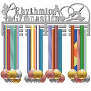 Fashion Iron Medal Hanger Holder Display Wall Rack, 3 Lines, with Screws, Rhythmic Gymnastics Pattern, 150x400mm, Hole: 5mm(ODIS-WH0023-075)