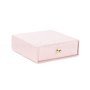 Square Paper Drawer Jewelry Set Box, with Brass Rivet, for Earring, Ring and Necklace Gifts Packaging, Lavender Blush, 9x9x3~3.2cm(CON-C011-03A-05)