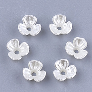 3-Petal ABS Plastic Imitation Pearl Bead Caps, Flower, Creamy White, 6x6.5x2.5mm, Hole: 1mm(OACR-T018-01)