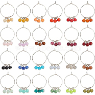 BENECREAT DIY Rectangle & Heart Wine Glass Charm Making Kits, Including Glass Rhinestone Pendants, Brass Wine Glass Charm Rings & Beads, Mixed Color, 60Pcs/box(DIY-BC0005-35)