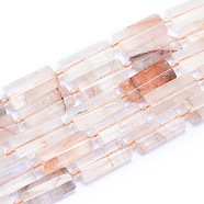 Natural Red Quartz Beads Strands, Rectangle, Faceted, 27~29x13~14x6~7mm, Hole: 1.5mm, about 12pcs/Strand, 14.96 inch(38cm)(G-E530-16I)