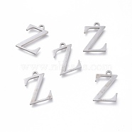 304 Stainless Steel Charms, Greek Alphabet, Stainless Steel Color, Letter.Z, 14x9.5x1mm, Hole: 1.2mm(STAS-L263-24P)