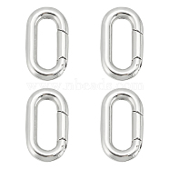 4Pcs 304 Stainless Steel Spring Gate Rings, Oval Ring, Stainless Steel Color, 18.5x10x3mm(STAS-UN0051-08)