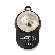 Spray Painted Alloy Pendants, Hat for Valentine's Day, Black, 43x24x12mm, Hole: 3.5mm(PALLOY-M218-01A-P)