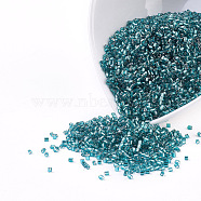 MGB Matsuno Glass Beads, Japanese Seed Beads, 11/0 Silver Lined Glass Round Hole Hexagon Two Cut Seed Beads, Light Sea Green, 2x1.5mm, Hole: 0.5mm, about 44000pcs/bag, 450g/bag(SEED-R018-51RR)