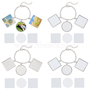 4Pcs Alloy Sublimation Blank Square & Flat Round Charms Bracelets, Brass Curb Chain Bracelets for Women, Platinum, 6-1/8 inch(15.5cm)(BJEW-PH01797)