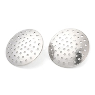 304 Stainless Steel Stud Earring Findings, Filigree Earring Settings, Flat Round, Stainless Steel Color, 25mm, Hole: 1.2mm, Pin: 0.7mm(STAS-R123-18A-P)