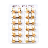 Natural Shell Rectangle Chunky Hoop Earrings, 304 Stainless Steel Jewelry for Women, Golden, 7x13.5mm, Pin: 1mm(EJEW-G292-29G)