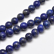 Natural Lapis Lazuli Round Bead Strands, 12mm, Hole: 1mm, about 32pcs/strand, 15.5 inch(X-G-E262-01-12mm)