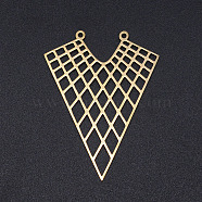 201 Stainless Steel Filigree Pendants, Triangle, Golden, 46x34x1mm, Hole: 1.4mm(STAS-N090-JN796-2)