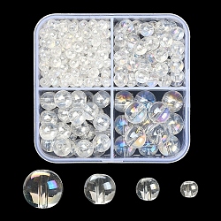 353Pcs 4 Style Glass Bead Strands, Round, AB Color Plated, Clear AB, 4~10mm, Hole: 1mm(GLAA-YW0001-33)