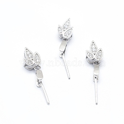925 Sterling Silver Pendant Ice Pick Pinch Bails, with Clear Cubic Zirconia, Teardrop, Platinum, 16mm, Hole: 2.5x4.5mm, Pin: 0.6mm(X-STER-I017-074P)