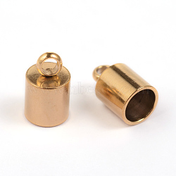 Ion Plating(IP) 304 Stainless Steel Cord Ends, End Caps, Golden, 10x6mm, Hole: 2mm, Inner: 5mm(STAS-G170-49G)
