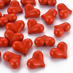Opaque Acrylic Beads, Heart, Red, 17x22x10mm, Hole: 1.4mm, about 255pcs/500g(MACR-S373-70-A01)