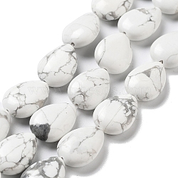 Natural Howlite Beads Strands, Flat Teardrop, 17.5~18x13~13.5x6mm, Hole: 1.2~1.4mm, about 11pcs/strand, 7.56''(19.2cm)(G-P528-L16-01)