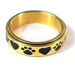 Stainless Steel Rotating Rings, Jewely for Unisex, Heart & Claw Print, Golden, 6mm,US Size 7(17.3mm)(PW-WG00946-03)