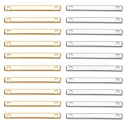 Brass Links Connectors, Nickel Free, Rectangle, Mixed Color, 20x2x1mm, Hole: 1mm, 2 colors, 20pcs/color, 40pcs/box(KK-PH0004-47)