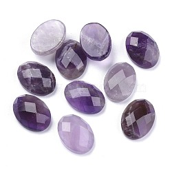 Natural Amethyst Cabochons, Faceted, Oval, 18x13x6mm(X-G-G760-A09)