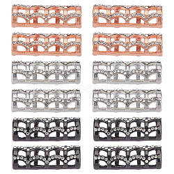 12Pcs 3 Colors Alloy Micro Pave Clear Cubic Zirconia Multi-Strand Links, Watchband Adapter, Bling Watch Connector Replacements, Mixed Color, 21x7.5x6mm, Hole: 2.2~3mm, 4pcs/color(FIND-DC0004-49)