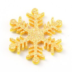 Snowflake Felt Fabric Christmas Theme Decorate, with Glitter Gold Powder, for Kids DIY Hair Clips Make, Gold, 3.6x3.15x0.25cm(DIY-H111-B02)