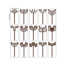 15Pcs 15 Style Wood Plant Labels, for Seed Potting, Herbs, Flowers, Vegetables, Skeleton, 120x63.5x3mm, 1pc/style(WOOD-WH0133-014)