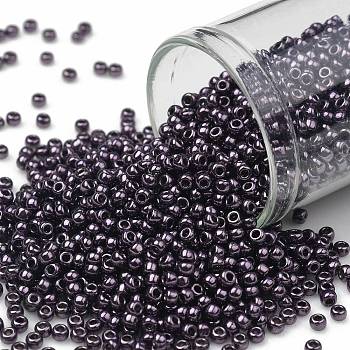 TOHO Round Seed Beads, Japanese Seed Beads, (607) High Metallic Violet, 8/0, 3mm, Hole: 1mm, about 222pcs/10g