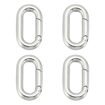 4Pcs 304 Stainless Steel Spring Gate Rings, Oval Ring, Stainless Steel Color, 18.5x10x3mm