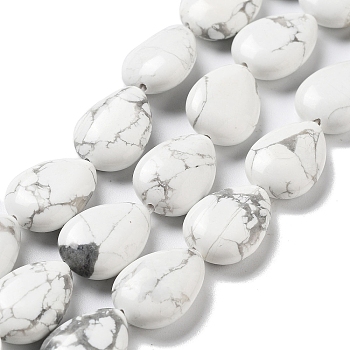 Natural Howlite Beads Strands, Flat Teardrop, 17.5~18x13~13.5x6mm, Hole: 1.2~1.4mm, about 11pcs/strand, 7.56''(19.2cm)