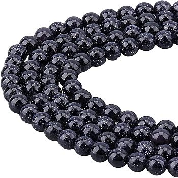 CHGCRAFT 4 Strands Synthetic Blue Goldstone Beads Strands, Round, 6mm, Hole: 0.8mm, about 65pcs/strand, 14~15 inch