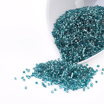 MGB Matsuno Glass Beads, Japanese Seed Beads, 11/0 Silver Lined Glass Round Hole Hexagon Two Cut Seed Beads, Light Sea Green, 2x1.5mm, Hole: 0.5mm, about 44000pcs/bag, 450g/bag