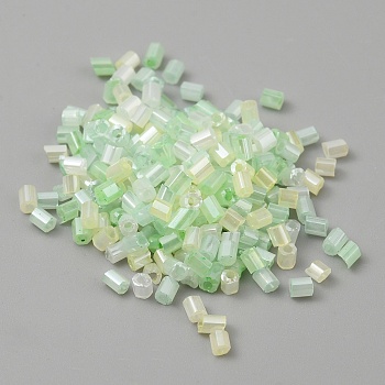 Cat Eye Tube Beads, Column, Light Green, 2~2.8x1.7mm, Hole: 0.8~0.9mm, about 5500pcs/100g