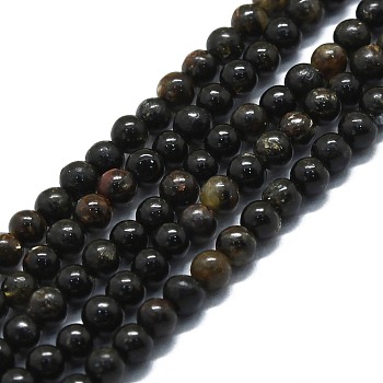 Natural Biotite Beads Strands, Round, 4mm, Hole: 0.8mm, about 100pcs/strand, 15.75''(40cm)