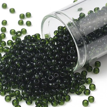TOHO Round Seed Beads, Japanese Seed Beads, (940) Transparent Olivine, 8/0, 3mm, Hole: 1mm, about 10000pcs/pound
