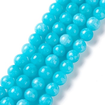 Natural White Jade Imitation Amazonite Beads Strands, Round, Dyed, 10mm, Hole: 1mm, about 38pcs/strand, 14.96 inch(38cm)