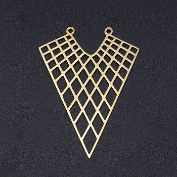 201 Stainless Steel Filigree Pendants, Triangle, Golden, 46x34x1mm, Hole: 1.4mm