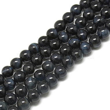Prussian Blue Round Tiger Eye Beads