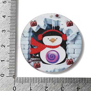 Printed Flat Round Christmas Themed Acrylic Pendants(OACR-L018-05D)-3