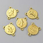 Zinc Alloy Pendants, Flat Round, Golden, 17.5x13.5x2mm, Hole: 1.5mm(PALLOY-WH0104-17G)