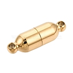 304 Stainless Steel Magnetic Clasps, Ion Plating(IP), Tube, Real 18K Gold Plated, 20x6mm, Hole: 1.8mm(STAS-N127-01B-G)
