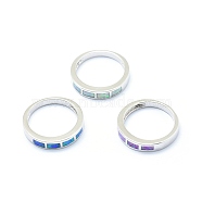 Synthetic Opal Finger Rings, with Brass Findings, Long-Lasting Plated, Mixed Color, Platinum, US Size 7 1/4(17.5mm)(RJEW-O026-04P)