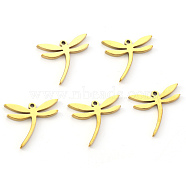 Vacuum Plating 304 Stainless Steel Pendants, Laser Cut, Dragonfly, Golden, 15x16.5x1mm, Hole: 1.2mm(STAS-N092-87G)